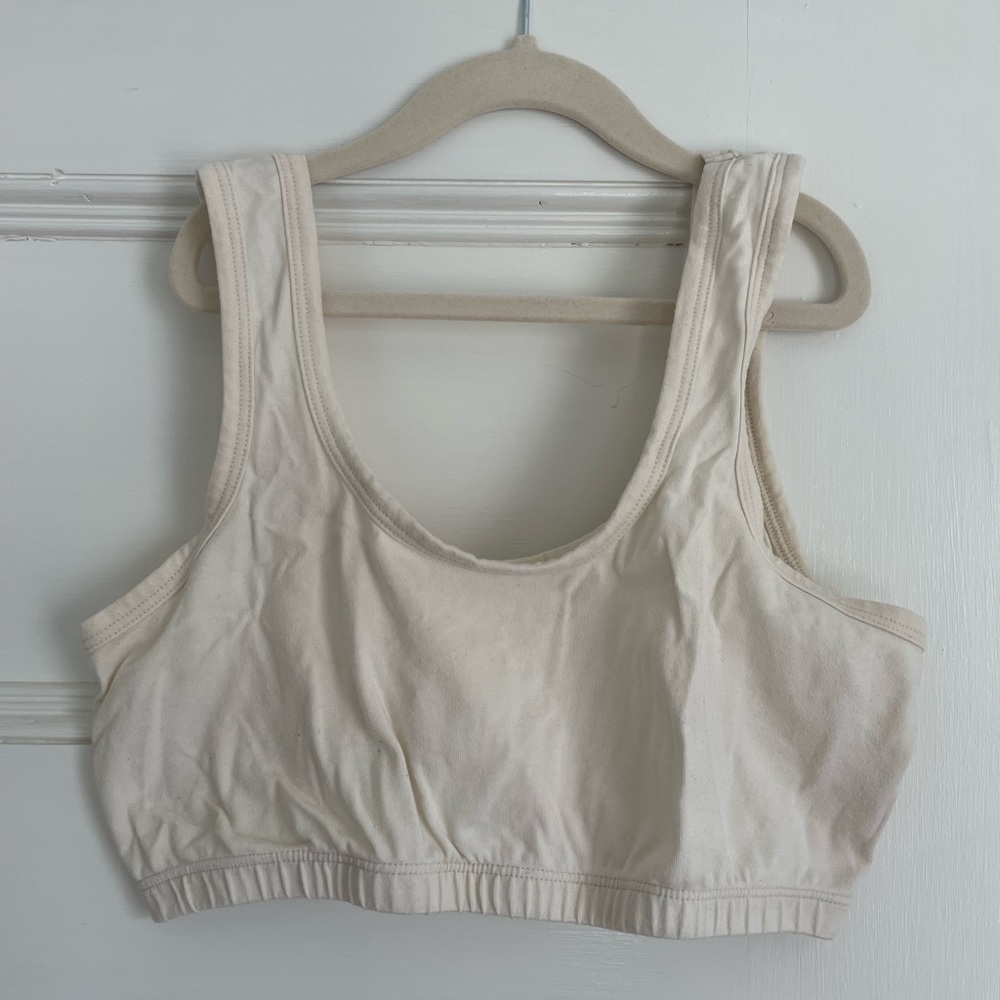 Natural cotton colored ARQ full coverage bra. Organic cotton worn once. XL